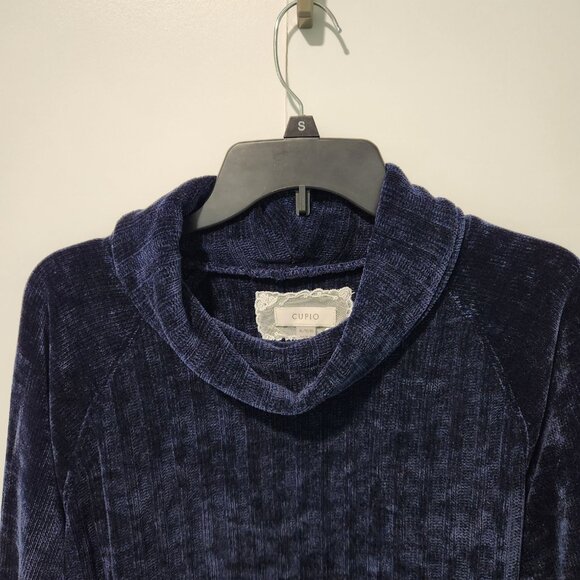 CUPIO NEW Women's Navy Blue Cowl Neck Long Sleeve Ribbed Pullover Sweater - XL - Picture 5 of 6